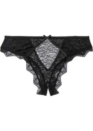Čierne erotické brazílske čipkované nohavice s rozparky